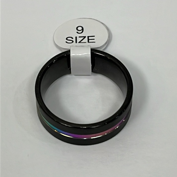 Stainless Steel Mens Unisex Iridescent Multi Colored Iridescent Ring Band Size 9 - Picture 2 of 6